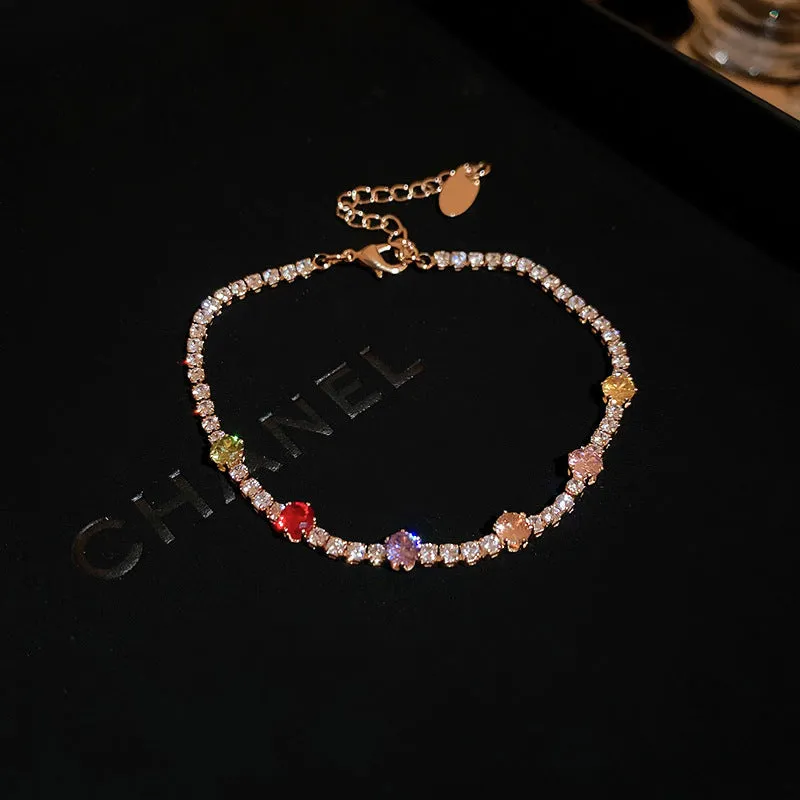 Fashion Jewelry Zircon Geometric Square Bracelet South Korea Fashion Elegant Heart Bracelet Internet Celebrity Light Luxury