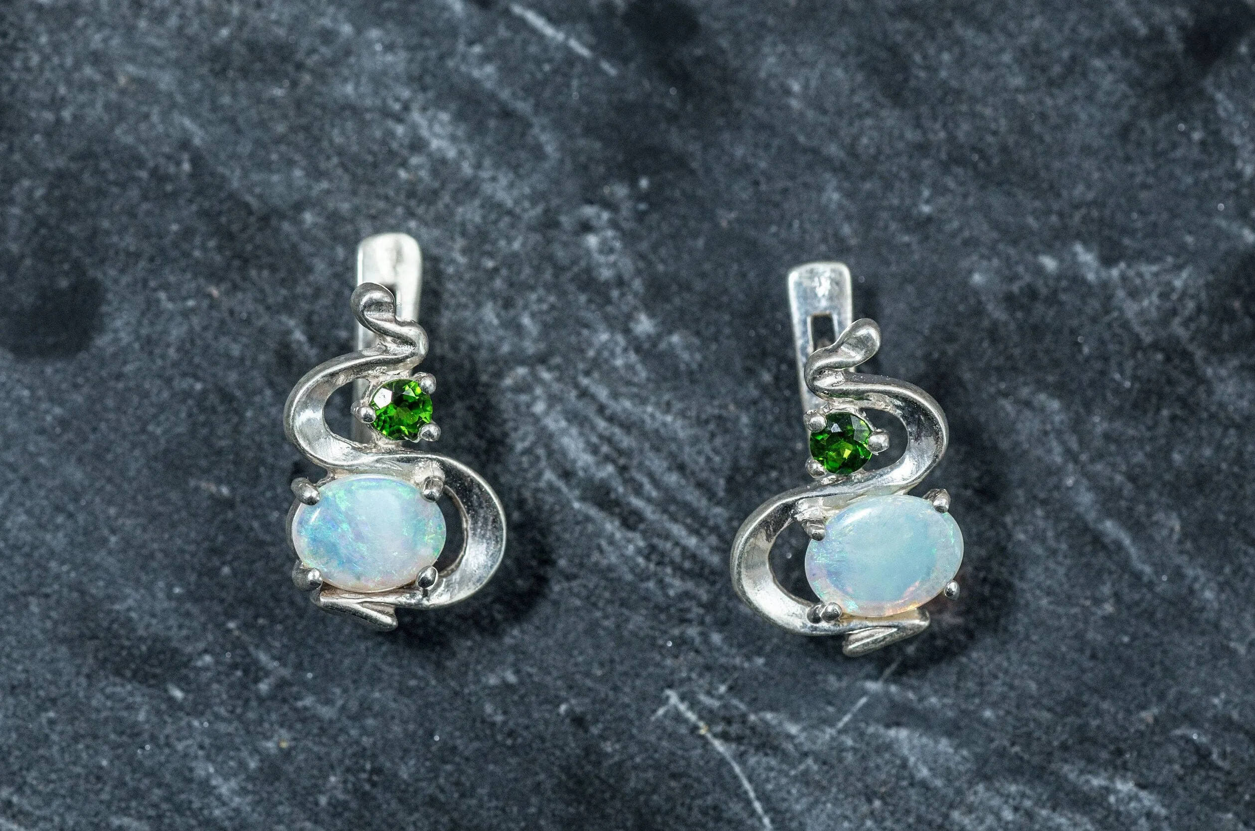 Fire Opal Earrings - Opal Statement Earrings - Boho Opal Earrings