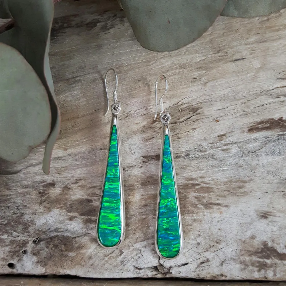 Flinder Green Long Drop Earrings