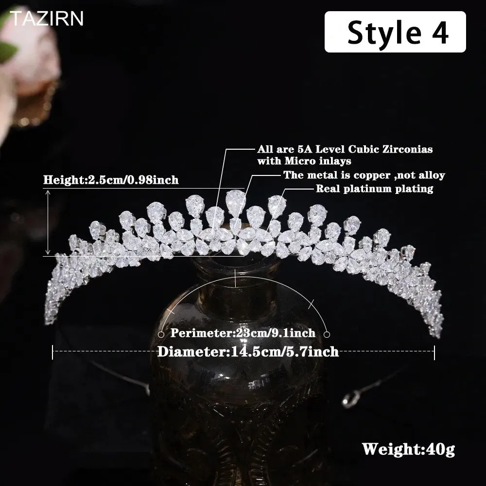 Floral CZ Bridal Crown - Wedding & Party Tiara