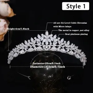 Floral CZ Bridal Crown - Wedding & Party Tiara
