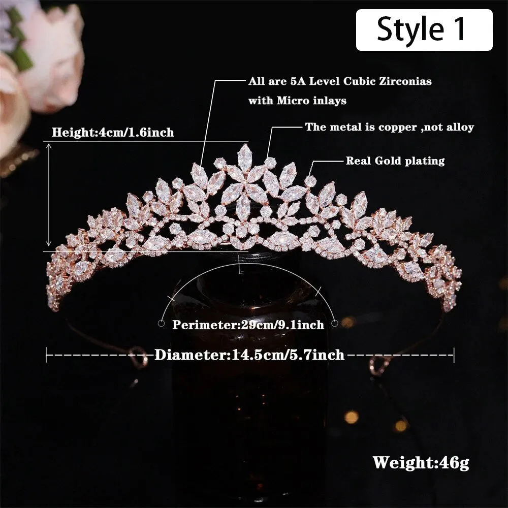 Floral CZ Bridal Crown - Wedding & Party Tiara