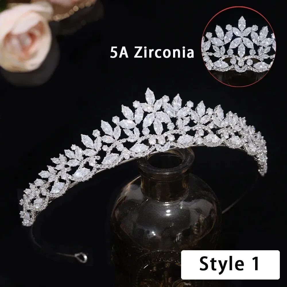 Floral CZ Bridal Crown - Wedding & Party Tiara