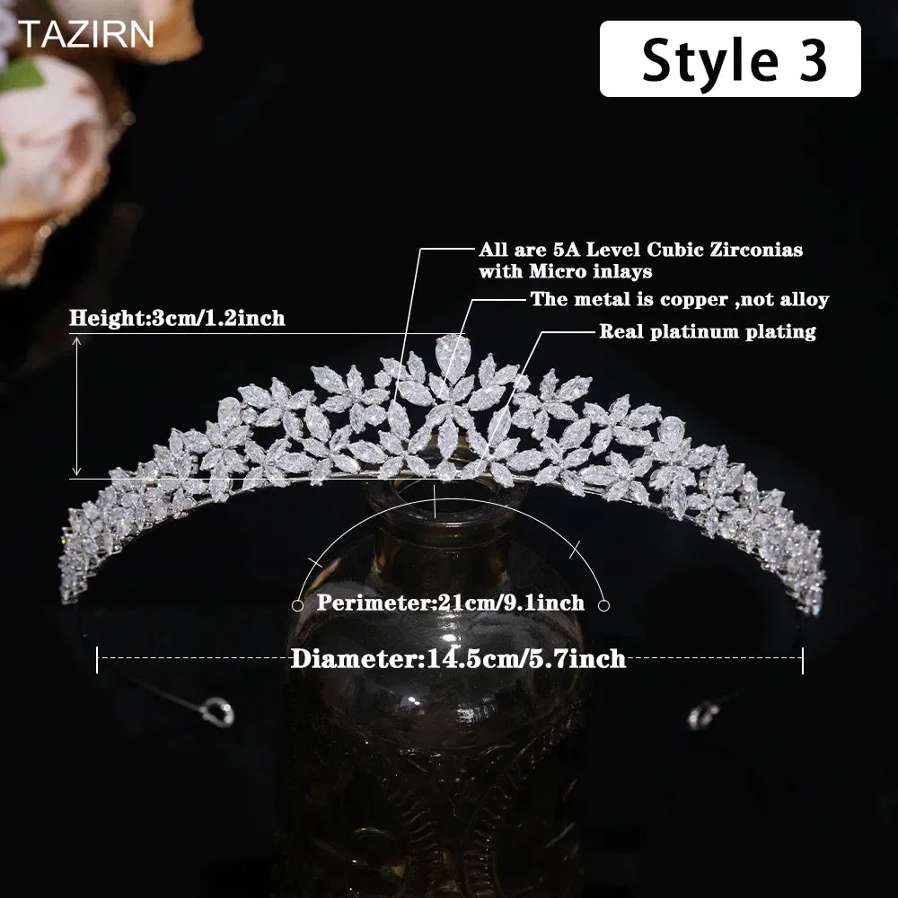 Floral CZ Bridal Crown - Wedding & Party Tiara