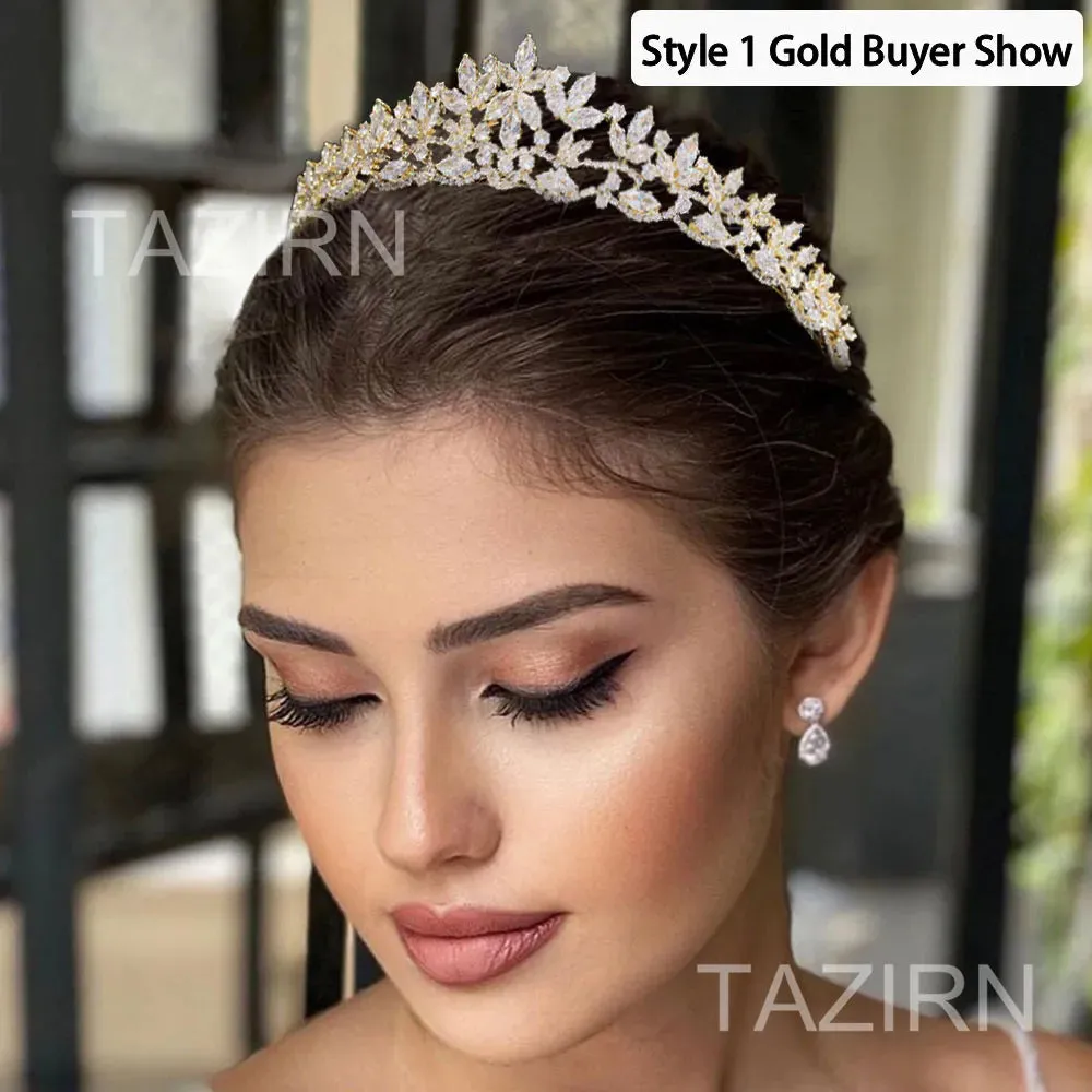 Floral CZ Bridal Crown - Wedding & Party Tiara