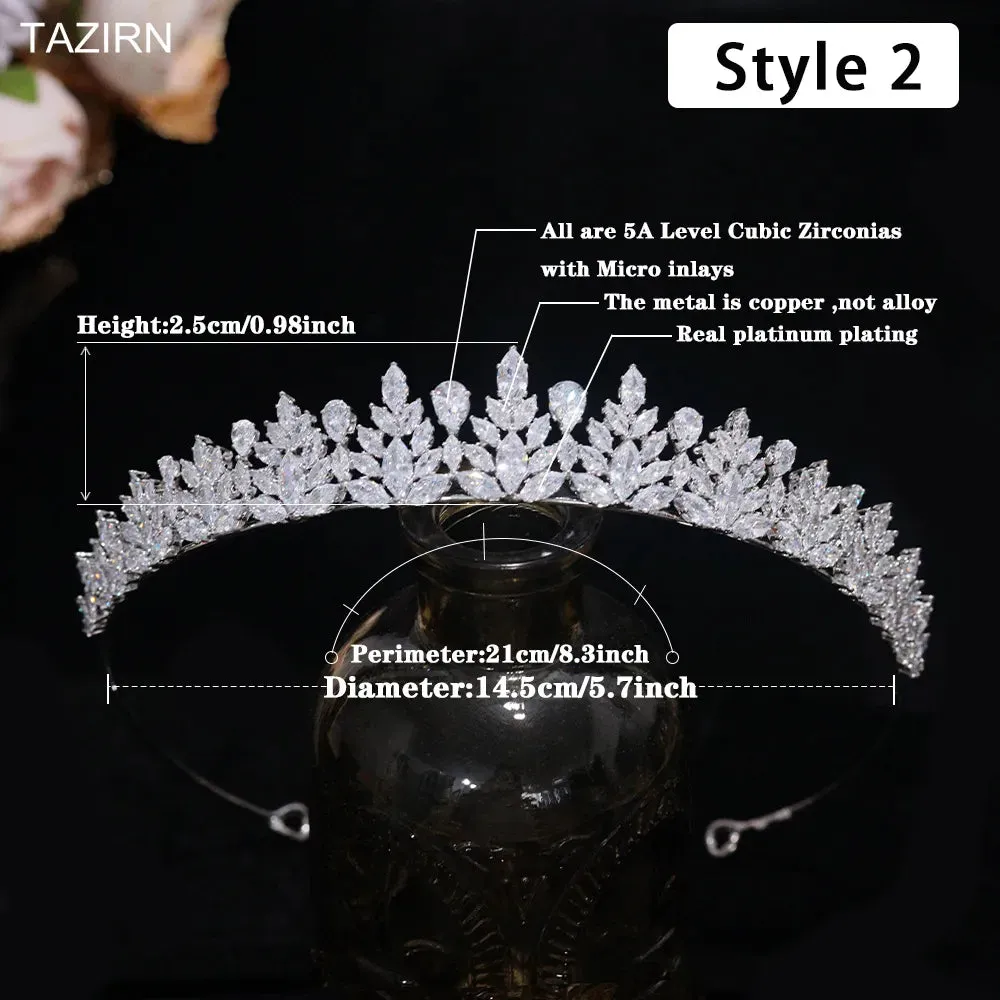 Floral CZ Bridal Crown - Wedding & Party Tiara