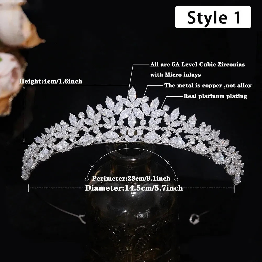 Floral CZ Bridal Crown - Wedding & Party Tiara