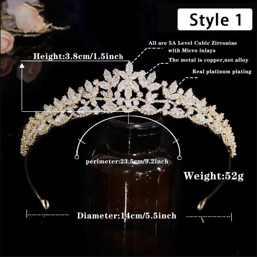 Floral CZ Bridal Crown - Wedding & Party Tiara