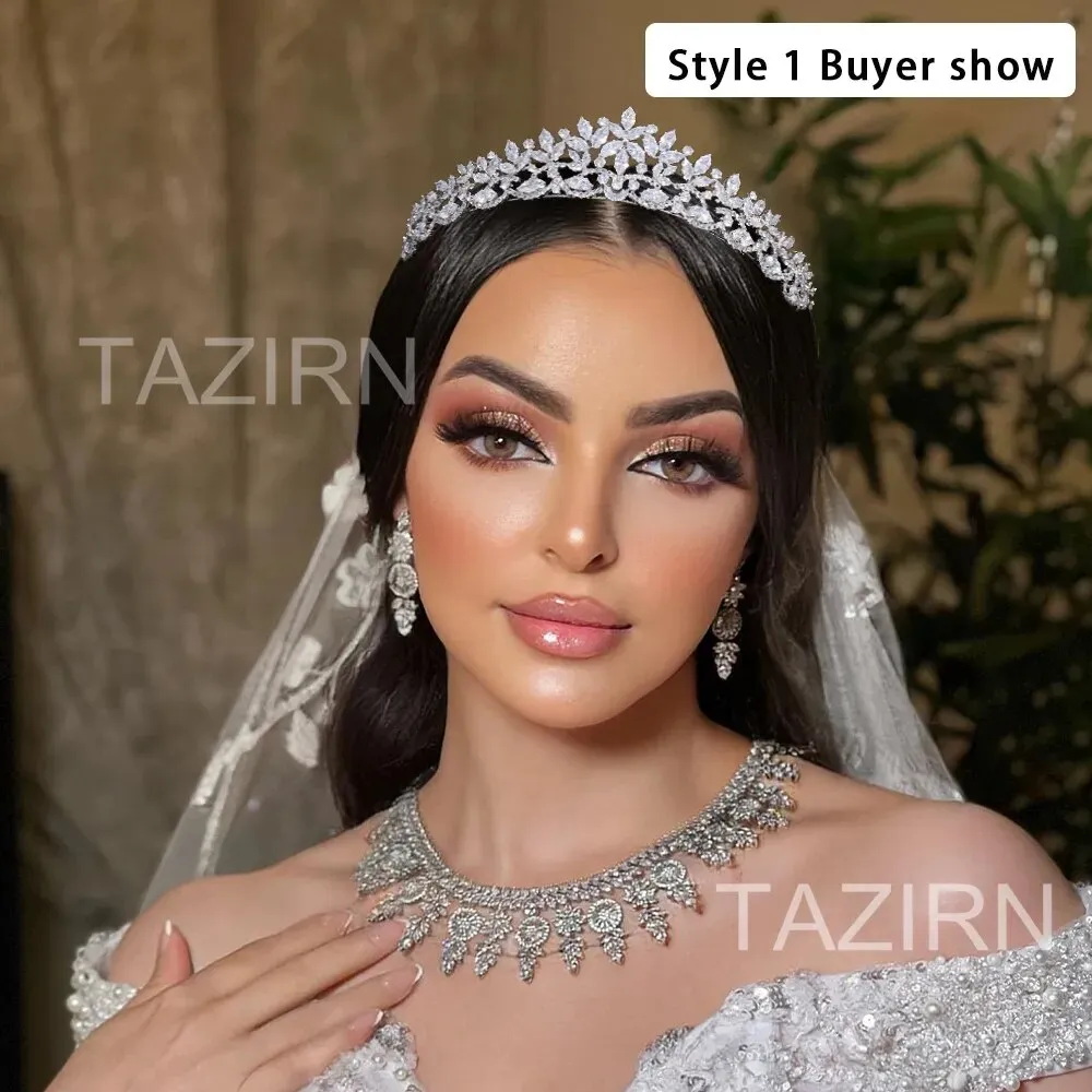 Floral CZ Bridal Crown - Wedding & Party Tiara