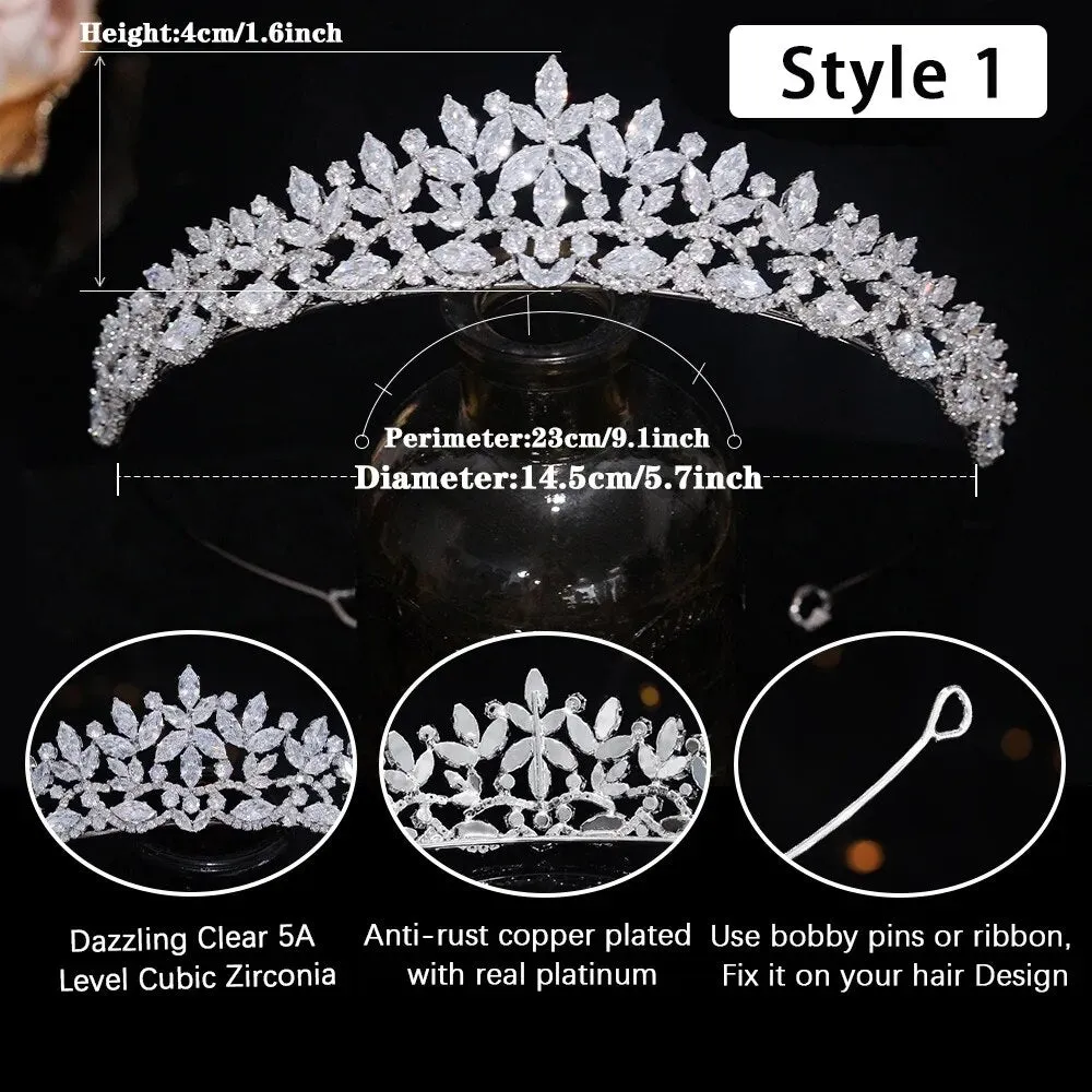 Floral CZ Bridal Crown - Wedding & Party Tiara