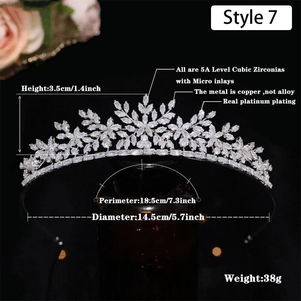 Floral CZ Bridal Crown - Wedding & Party Tiara