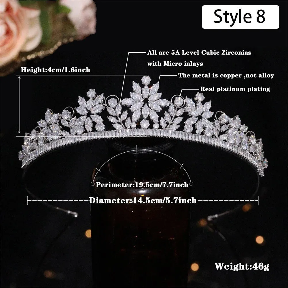 Floral CZ Bridal Crown - Wedding & Party Tiara