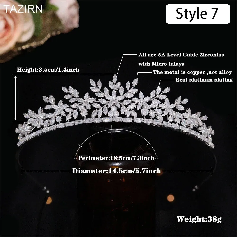 Floral CZ Bridal Crown - Wedding & Party Tiara