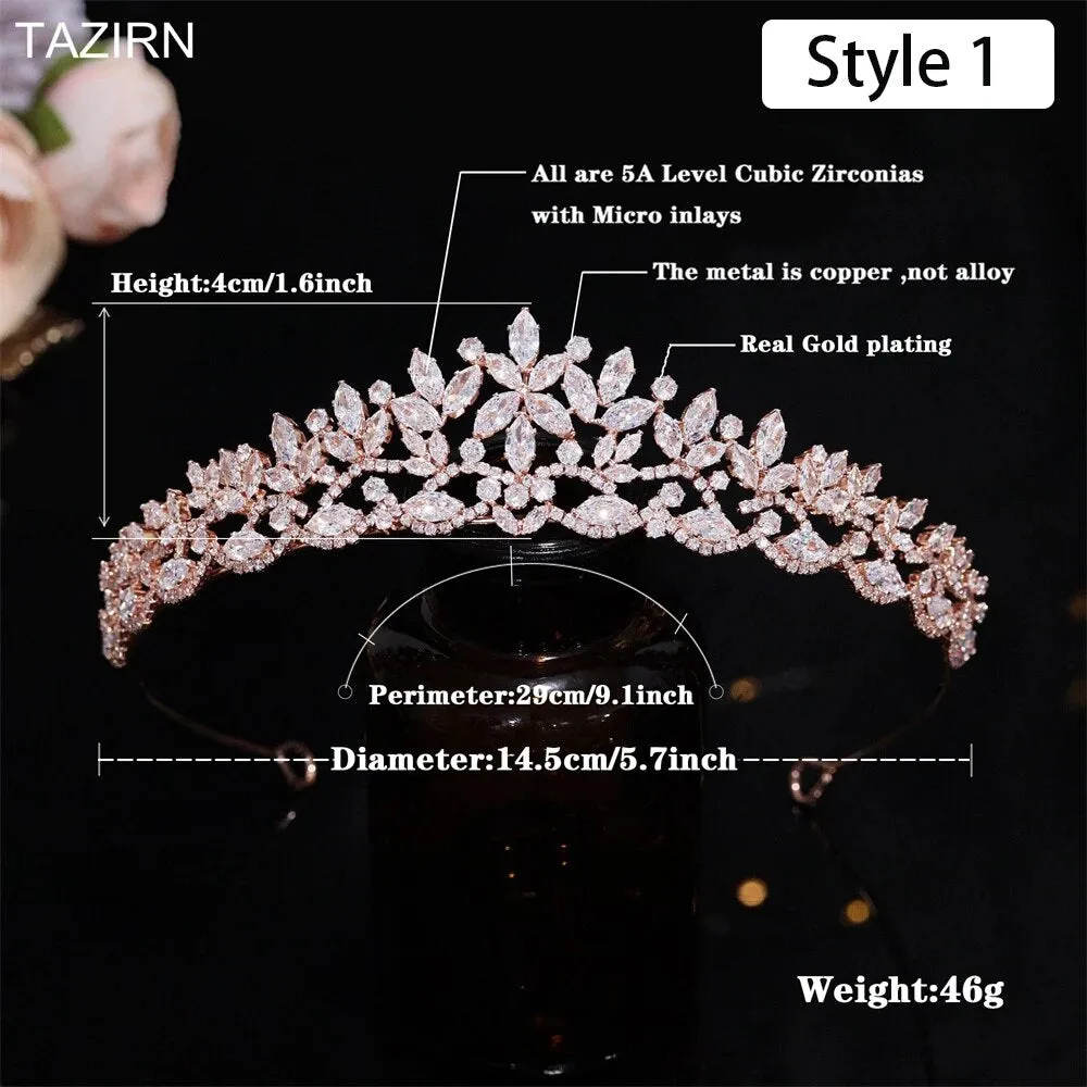 Floral CZ Bridal Crown - Wedding & Party Tiara