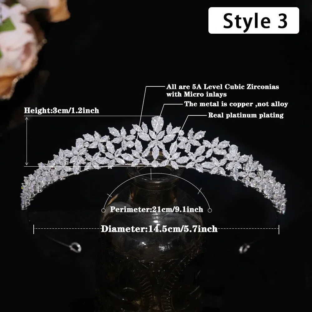Floral CZ Bridal Crown - Wedding & Party Tiara