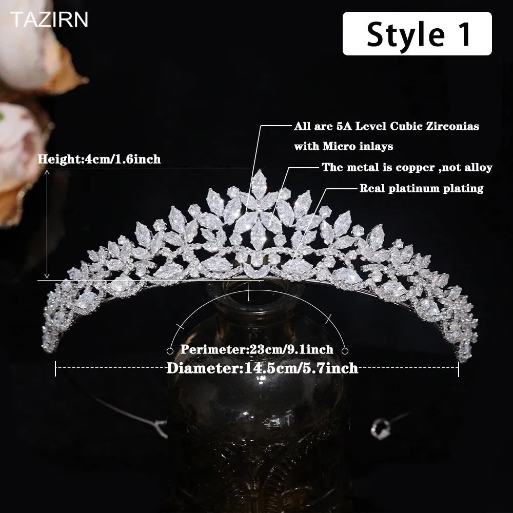 Floral CZ Bridal Crown - Wedding & Party Tiara