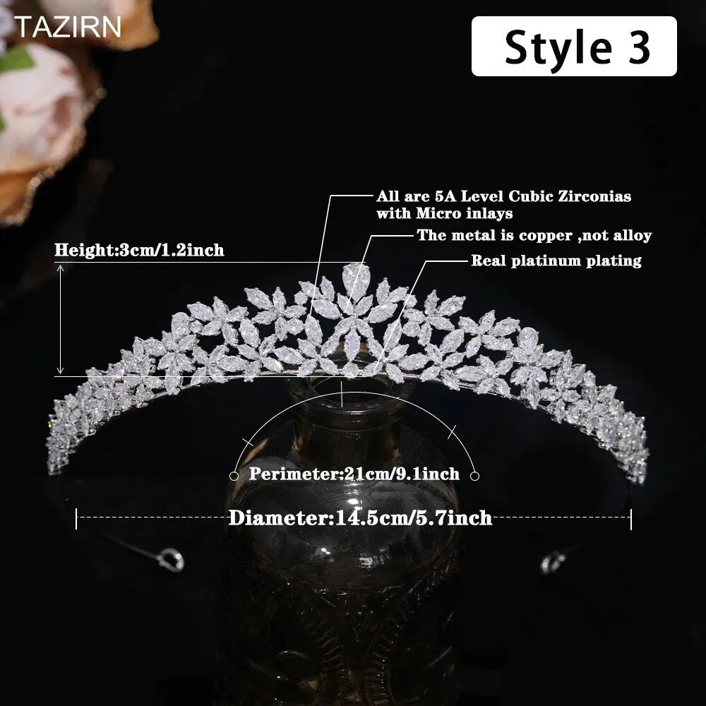 Floral CZ Bridal Crown - Wedding & Party Tiara