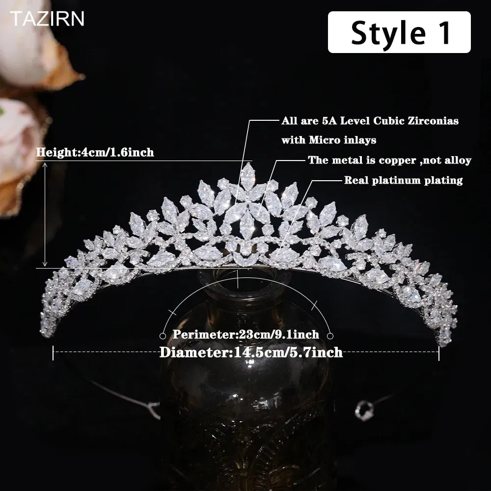Floral CZ Bridal Crown - Wedding & Party Tiara