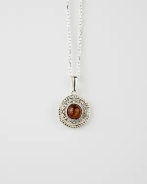 Floral Disc Pendant Necklace