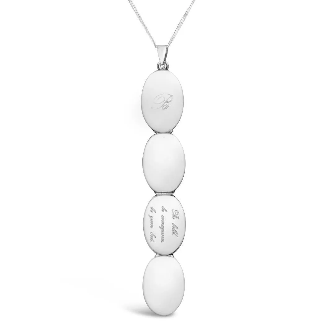 Four Photo Oval Butterfly Locket | Silver