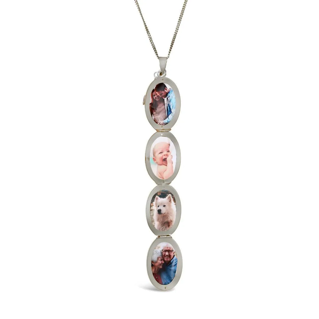 Four Photo Oval Butterfly Locket | Silver