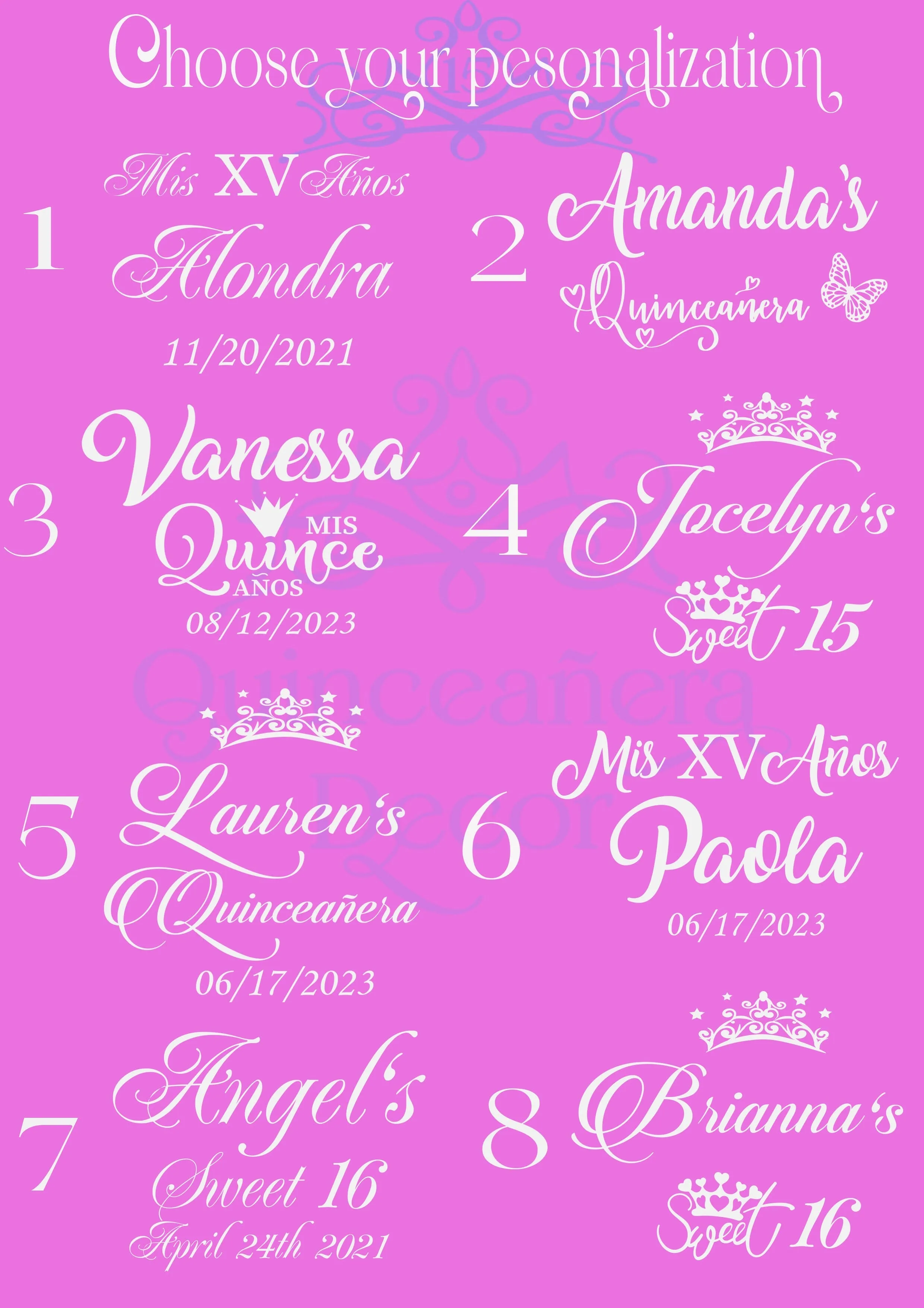 Fuchsia quinceanera tiara pillow