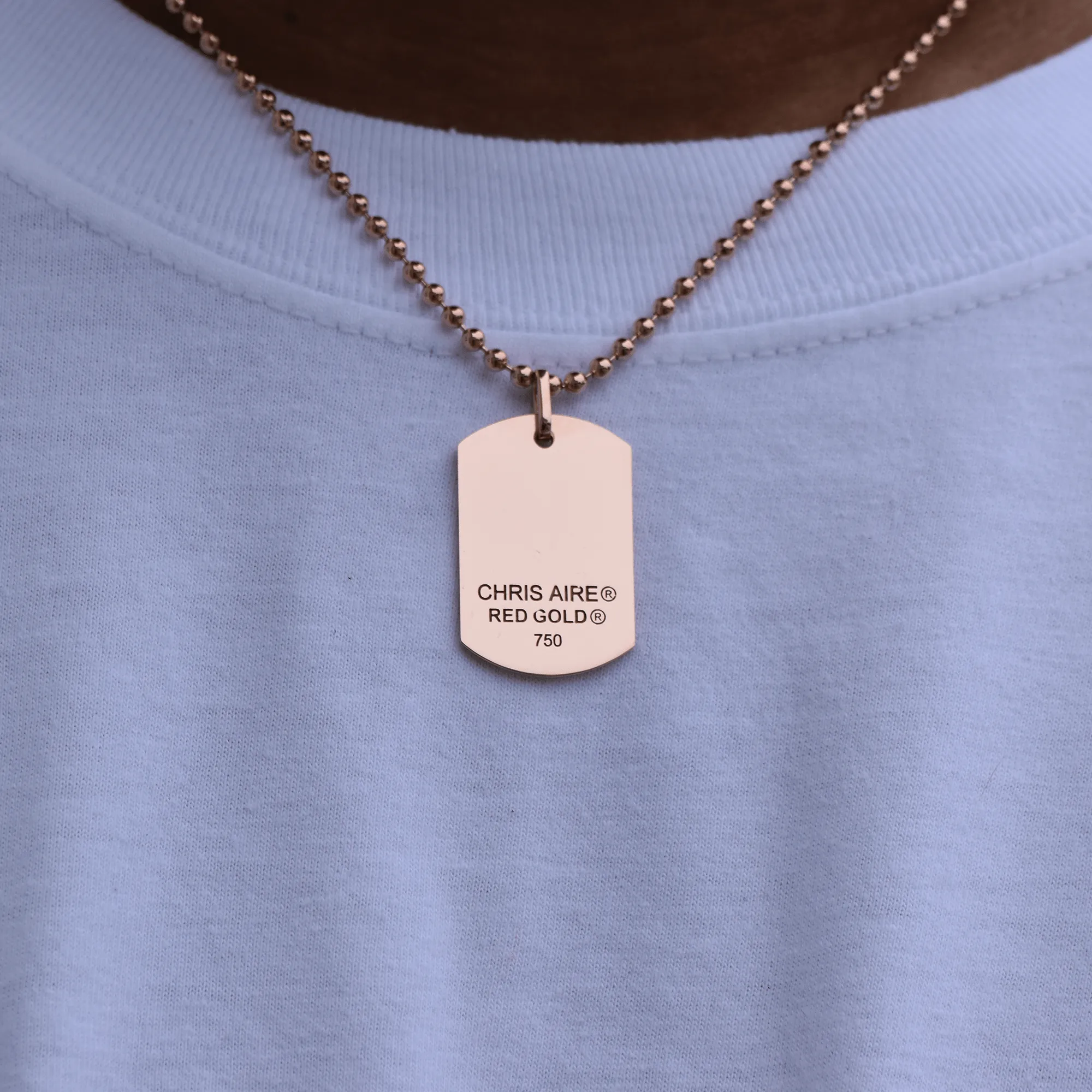 Gold Dog Tag - 18-Karat Amber Hue Gold Dog Tag (Customizable)