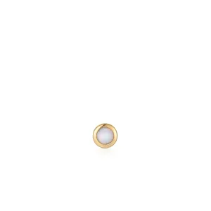 Gold Kyoto Opal Bezel Barbell Single Earring