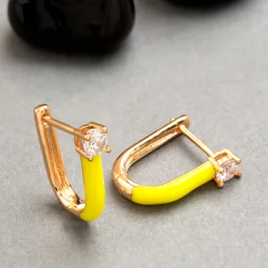 Gold Plated Magnet Shaped Enamel Bali Hoops Earring