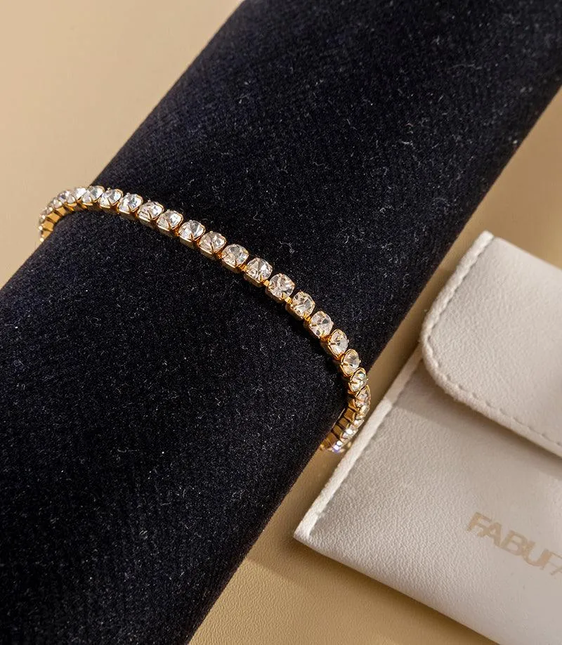 Gold Plated Zircon Bracelet | Bracelet Gold Bracelet | Zircon Bracelet | Diamond Like Bracelet | Stainless Bracelet