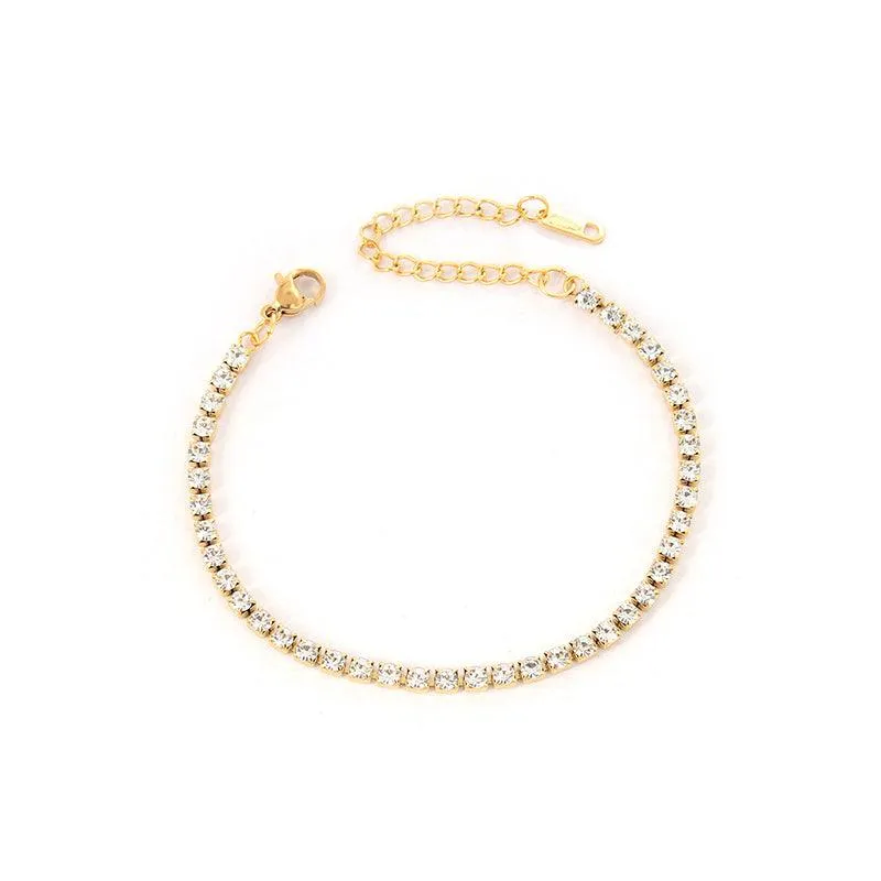 Gold Plated Zircon Bracelet | Bracelet Gold Bracelet | Zircon Bracelet | Diamond Like Bracelet | Stainless Bracelet