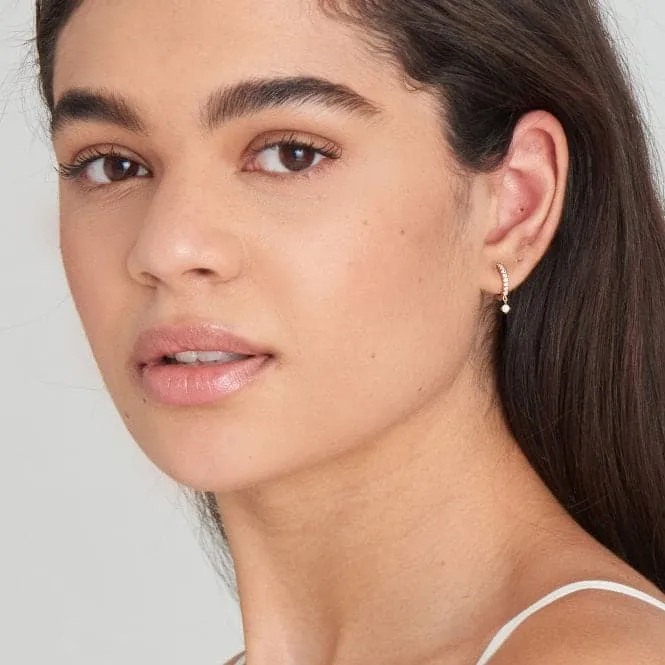 Gold Sparkle Kyoto Opal Drop Huggie Hoop Earrings E034-04G