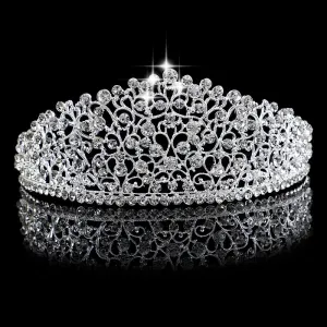 Gorgeous Sparkling Silver Big Wedding Diamante Pageant Tiaras Hairband Crystal Bridal Crowns For Brides Hair Jewelry Headpiece