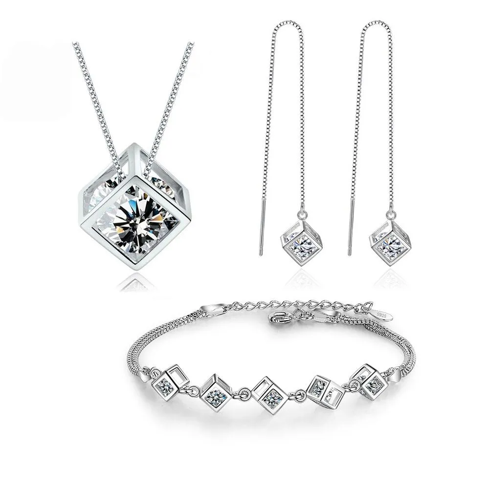 Gorgeous Sterling Silver Cube Jewelry Set