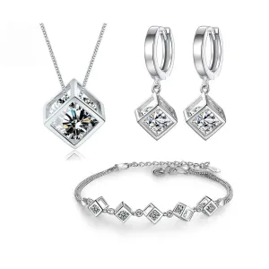 Gorgeous Sterling Silver Cube Jewelry Set