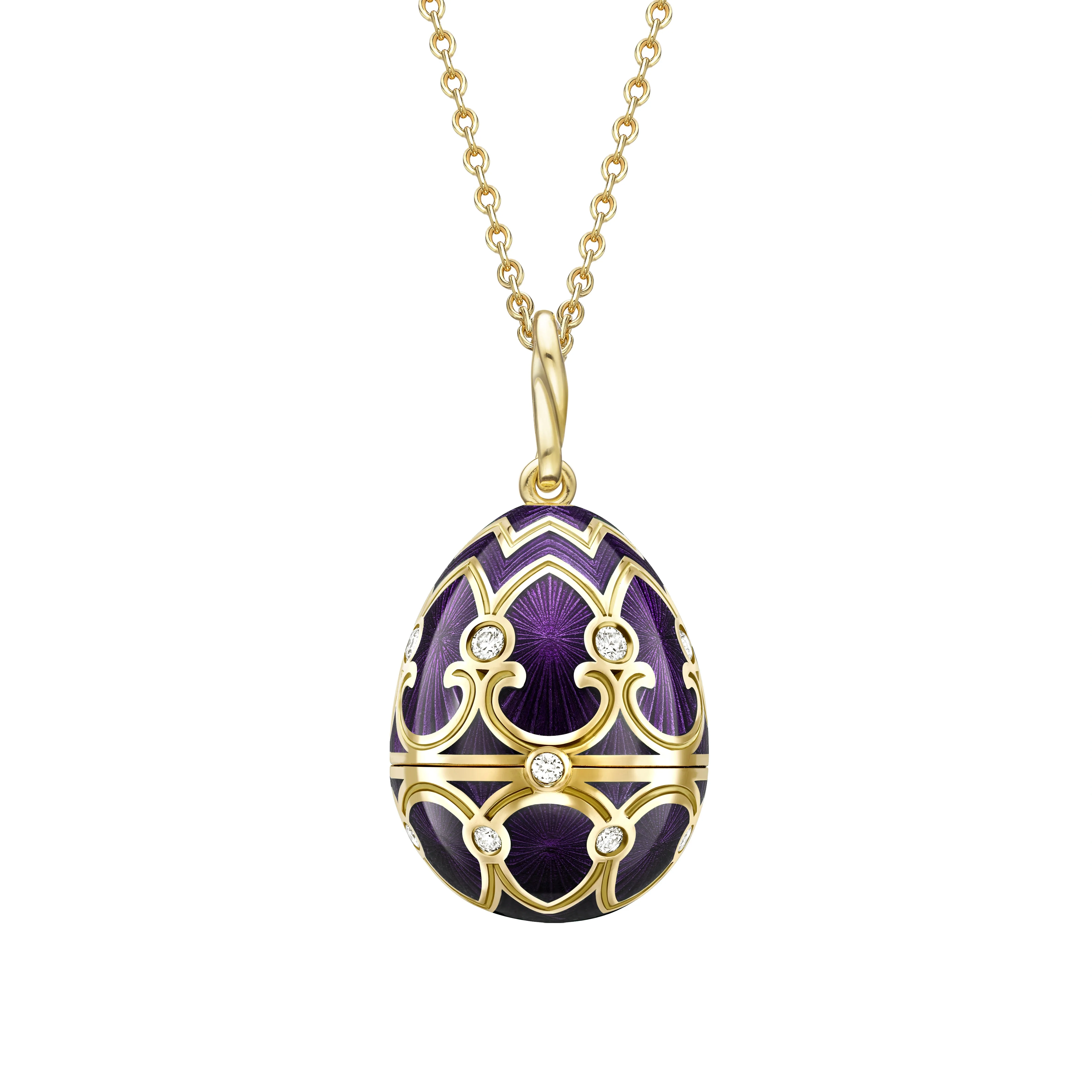Guilloché Enamel Anemone Surprise Locket