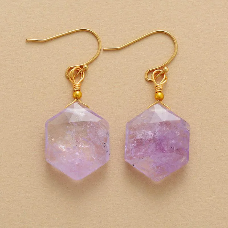 'Hexa' Light Purple Amethyst Earrings