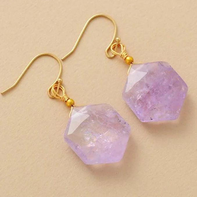 'Hexa' Light Purple Amethyst Earrings