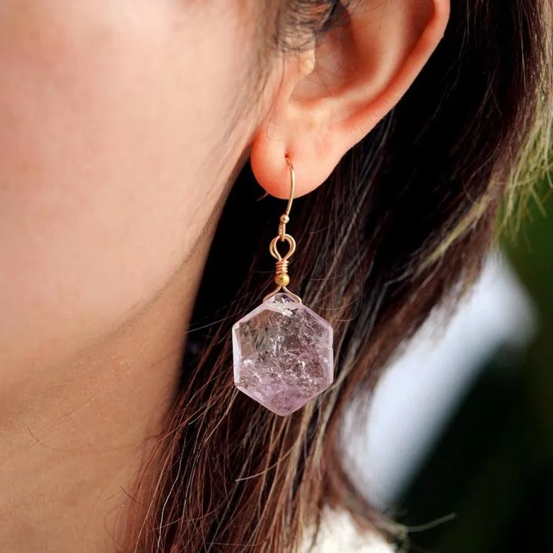 'Hexa' Light Purple Amethyst Earrings