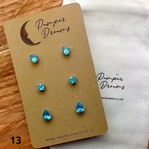 Hypoallergenic Stainless Steel Hearts Stars & Teardrops CZ Earring Set 3 Pairs Silver Colour 13