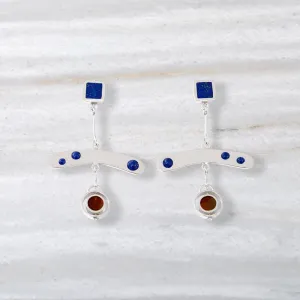 ISHKAR Lapis Lazuli and Agate Malalai Earrings in Silver