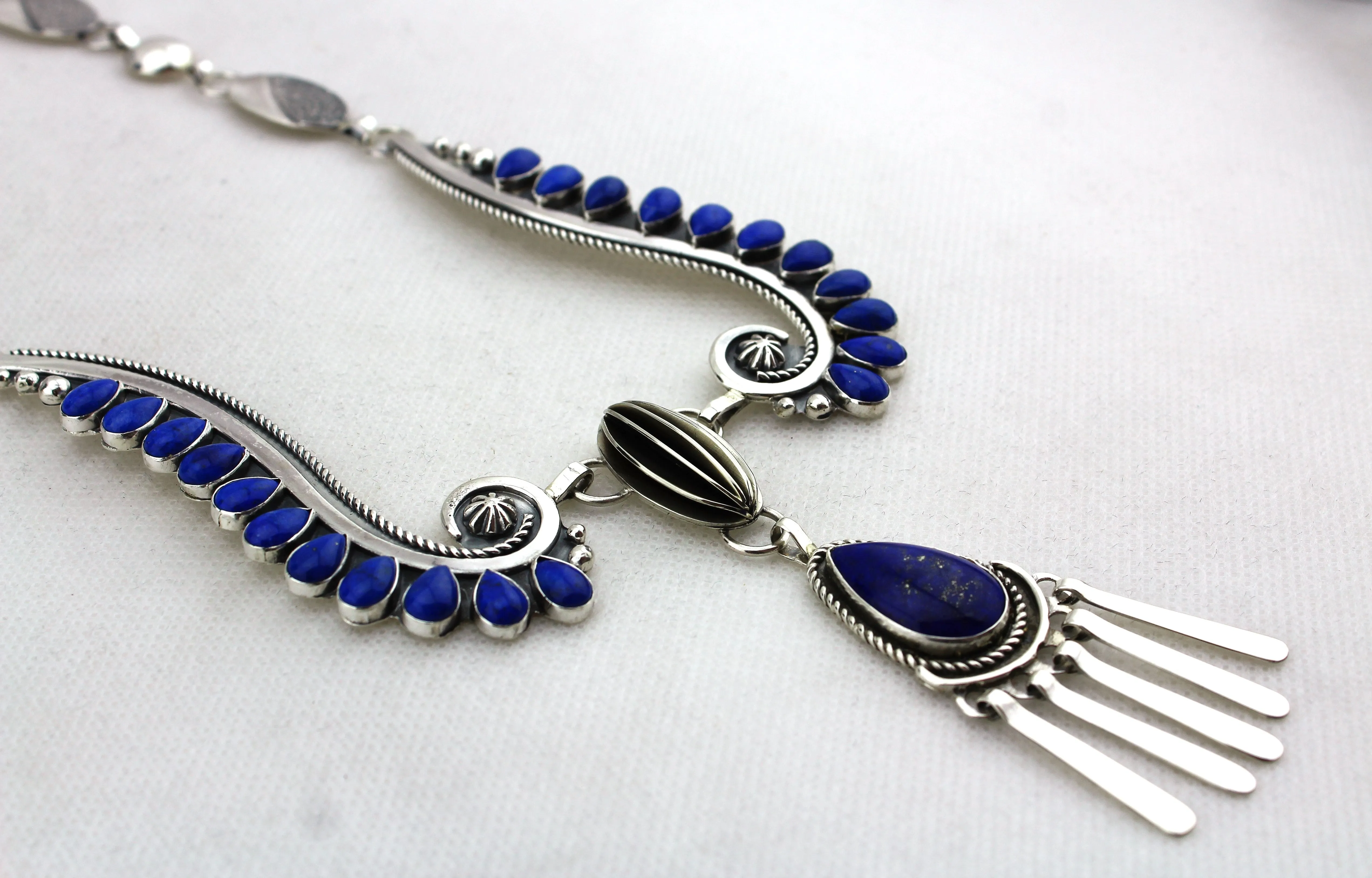 Jack Tom Sterling Lapis Necklace and Earrings Set