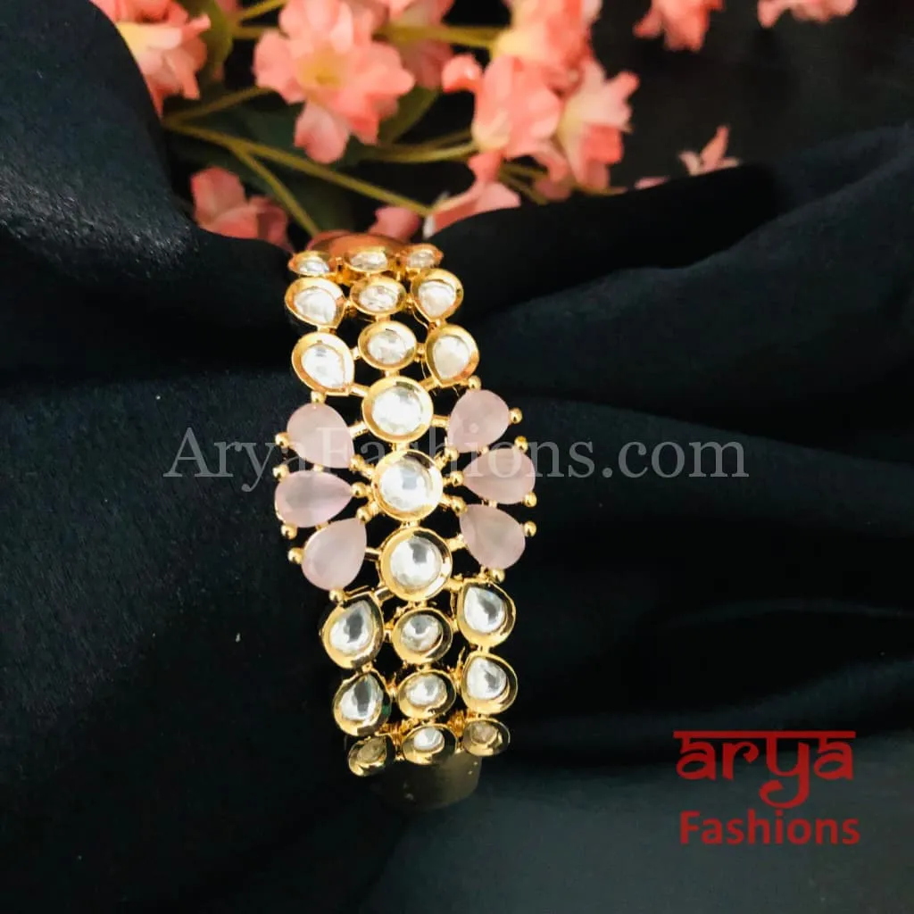 Jinisha Pink Jadau Kundan Bracelet / Rajwadi Kundan Bracelet