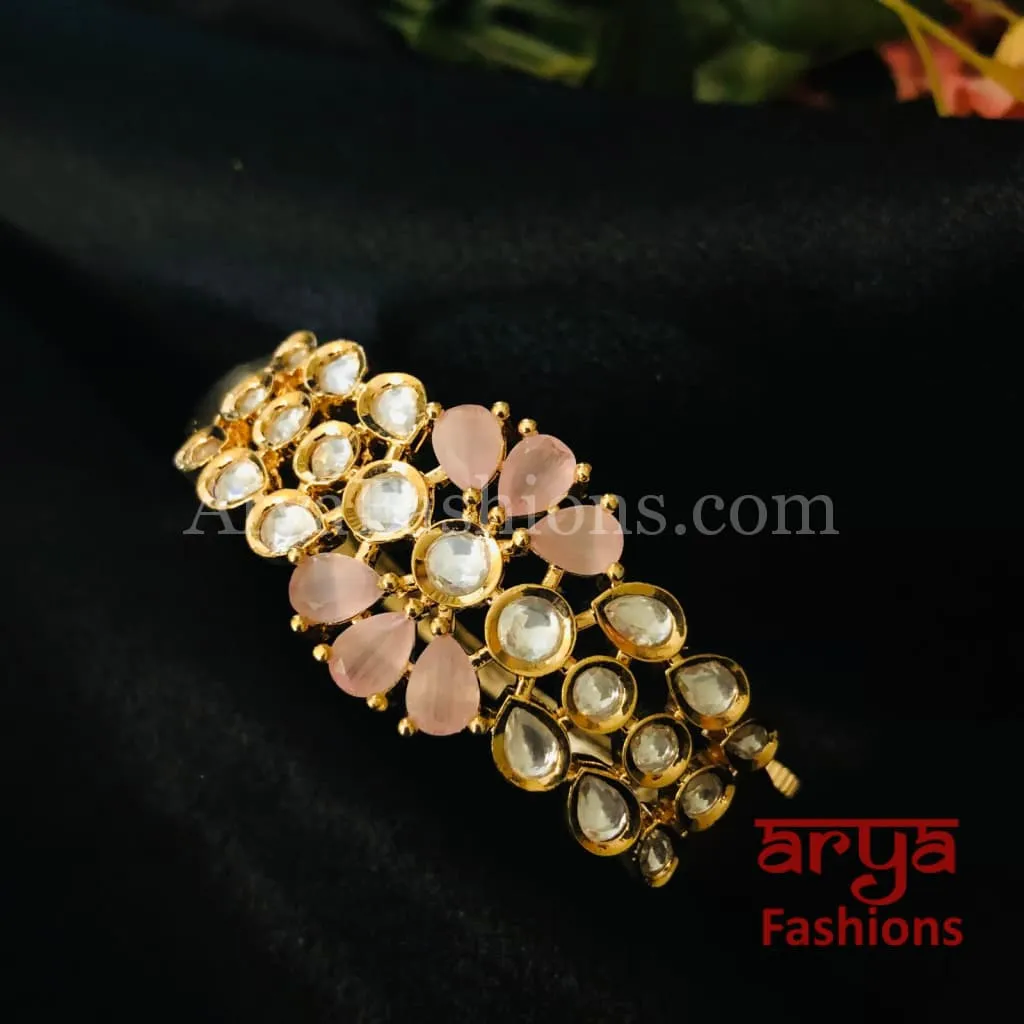 Jinisha Pink Jadau Kundan Bracelet / Rajwadi Kundan Bracelet