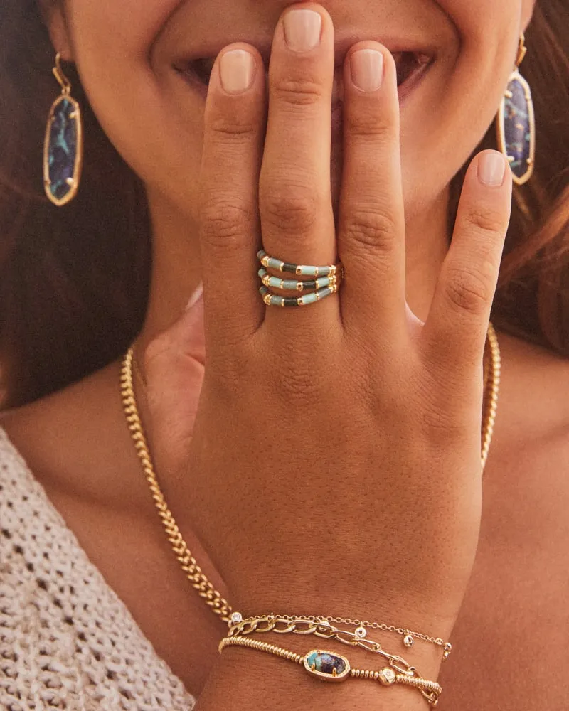 Kendra Scott Grayson Stretch Bracelet Gold Bronze Veined Lapis Turquoise