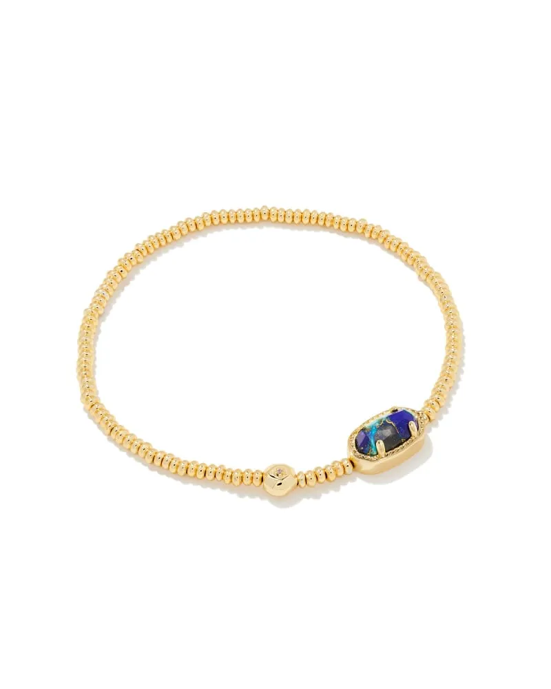 Kendra Scott Grayson Stretch Bracelet Gold Bronze Veined Lapis Turquoise