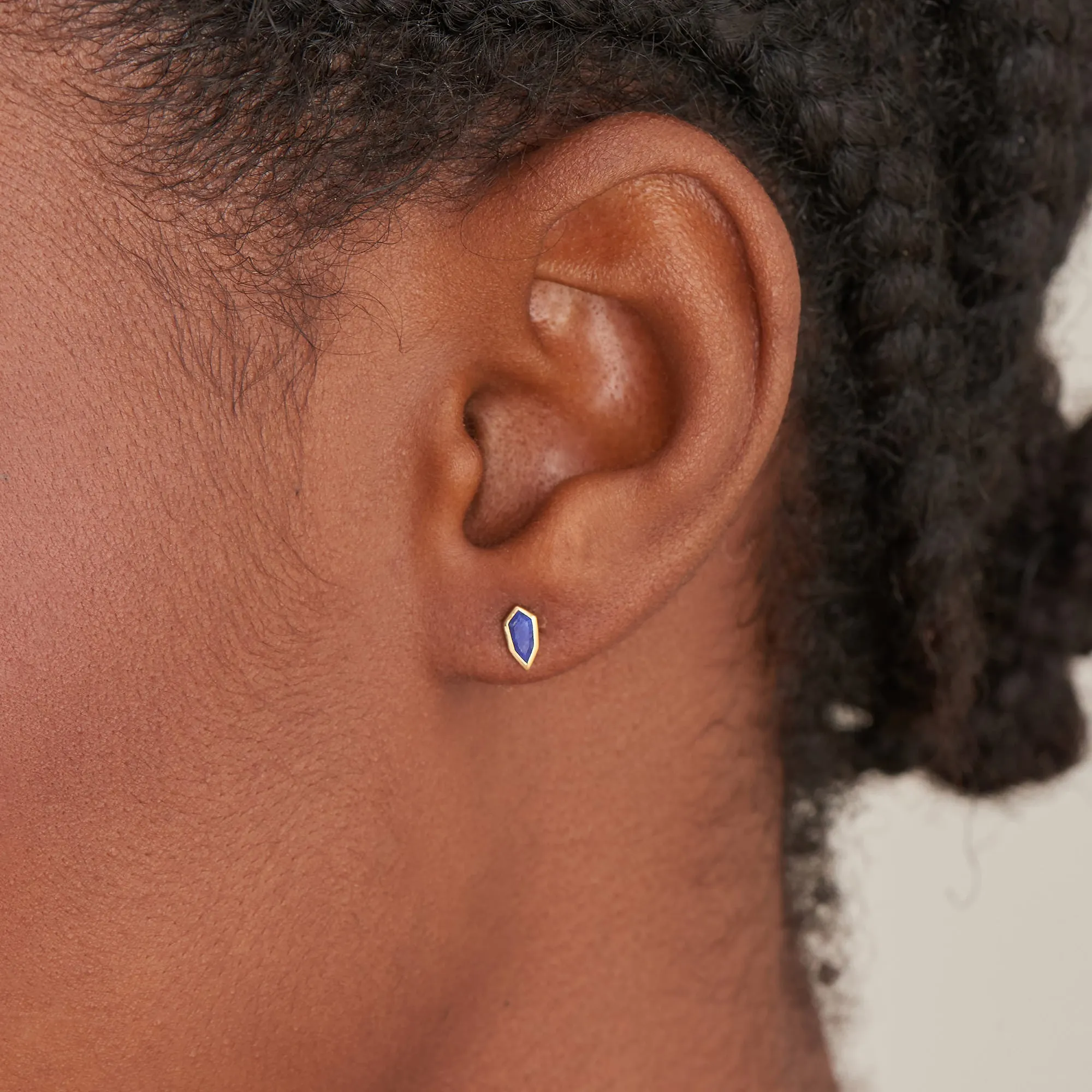 Lapis Emblem Stud Earrings