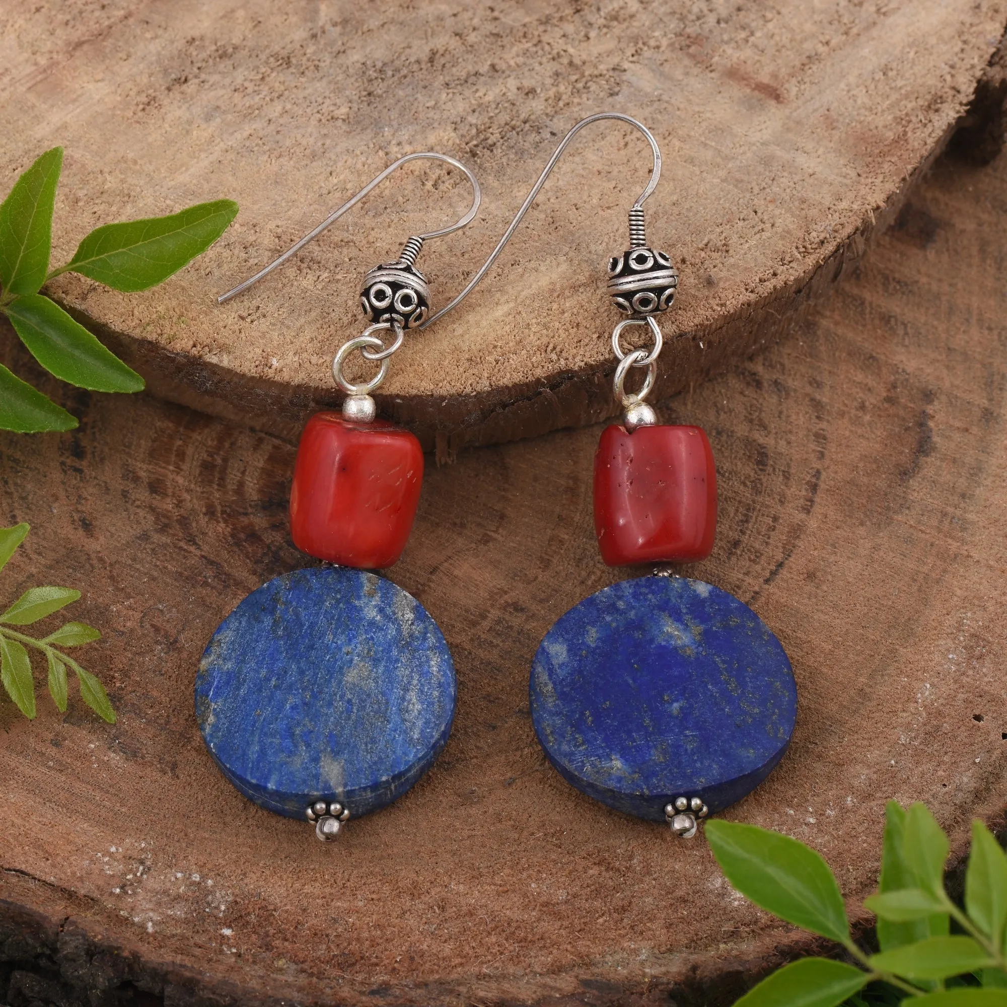 Lapis Lazuli Beaded Hook Earrings