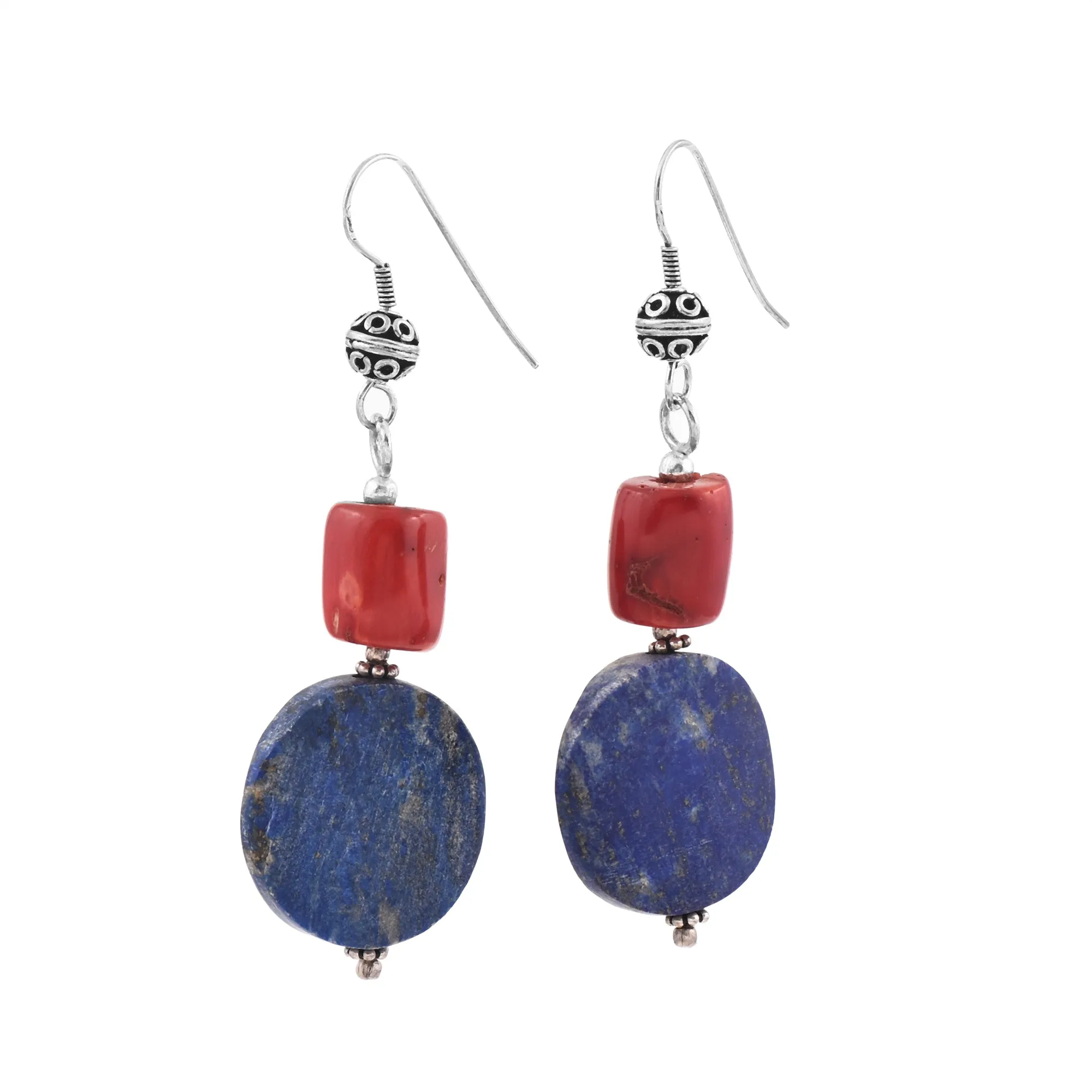Lapis Lazuli Beaded Hook Earrings