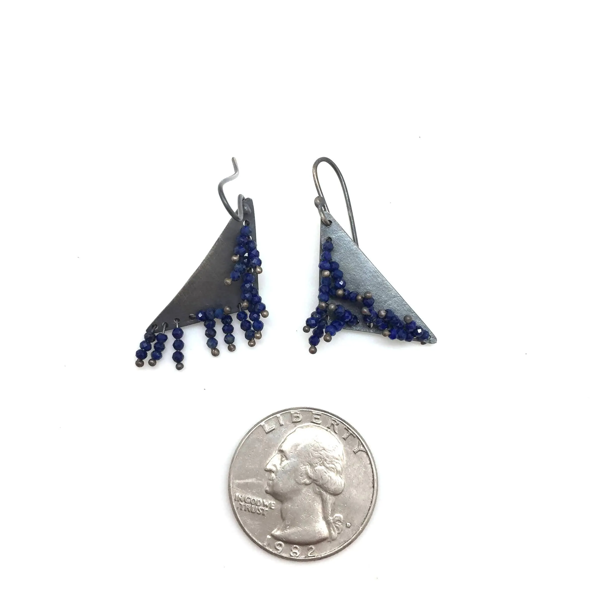 Lapis Triangle Fringe Dangles